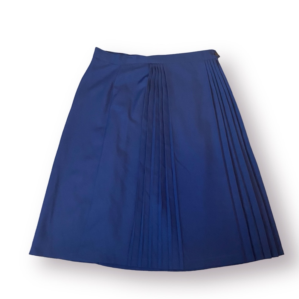 VOIR Vintage 70’s Pleated Wrap Midi Skirt Cobalt Blue Size 14